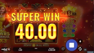 Tampilan visual slot Stars Bonanza 3x3 dengan latar belakang kosmik dan simbol buah klasik.
